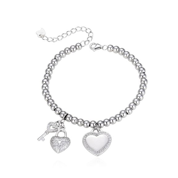 צמיד כדורים לב ומפתח